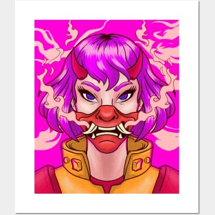 Oni Mask Girl Posters and Art